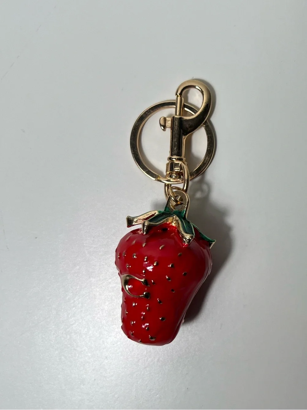 Coach CC Logo Strawberry Fruit Enamel Bag Charm Pendant Keychain